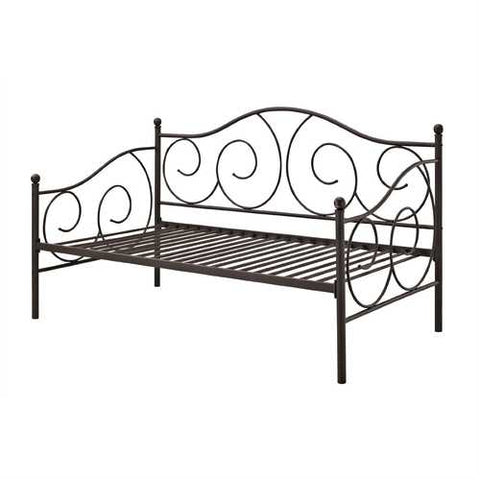 Image of Twin size Scrolling Metal Day Bed Frame in Contemporary Brushed Bronze Dark Pewter