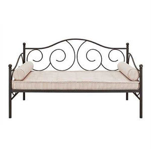 Twin size Scrolling Metal Day Bed Frame in Contemporary Brushed Bronze Dark Pewter