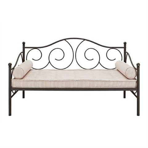 Image of Twin size Scrolling Metal Day Bed Frame in Contemporary Brushed Bronze Dark Pewter