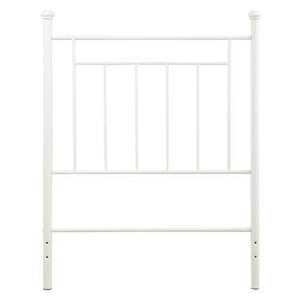 Twin size White Metal Headboard with Simple Lines and Decorative Finals