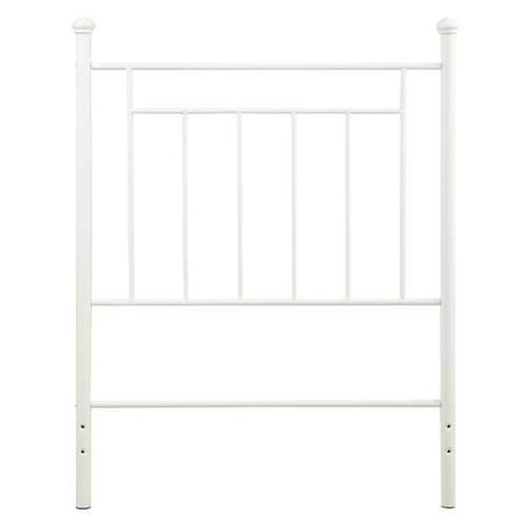 Image of Twin size White Metal Headboard with Simple Lines and Decorative Finals