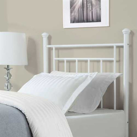 Image of Twin size White Metal Headboard with Simple Lines and Decorative Finals