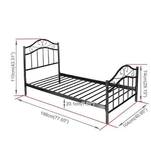 Twin size Simple Black Metal Platform Bed Frame with Headboard and Footboard