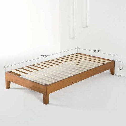 Image of Twin size Modern Solid Wood Platform Bed Frame in Natural