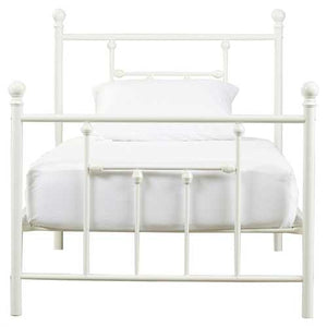 Twin size White Metal Platform Bed Frame with Headboard and Footboard