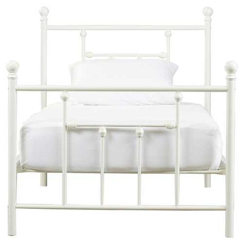 Image of Twin size White Metal Platform Bed Frame with Headboard and Footboard