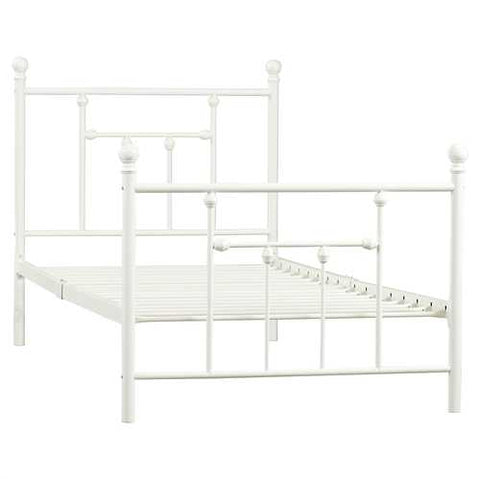 Image of Twin size White Metal Platform Bed Frame with Headboard and Footboard