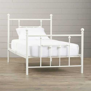 Twin size White Metal Platform Bed Frame with Headboard and Footboard