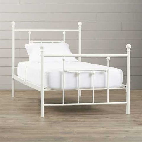 Image of Twin size White Metal Platform Bed Frame with Headboard and Footboard