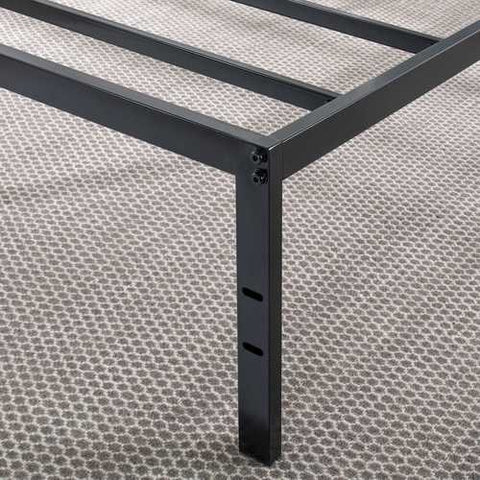 Image of Twin size Black Metal Platform Bed Frame with Headboard Attachment Slots