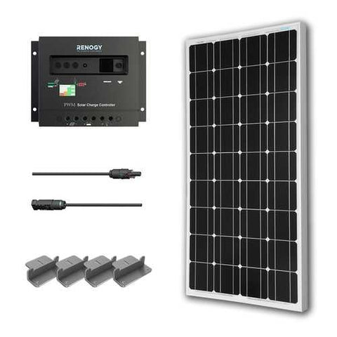 Image of 100-Watt Solar Panel with Charge Controller and Z Mounting Brackets