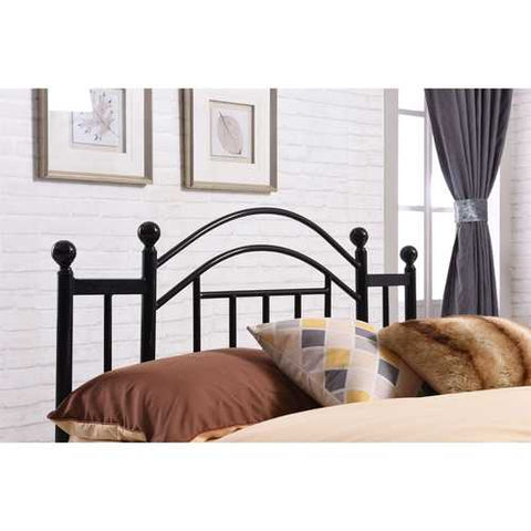 Image of Twin size Black Metal Platform Bed Frame with Arched Headboard