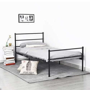 Twin size Black Metal Platform Bed Frame with Headboard and Footboard