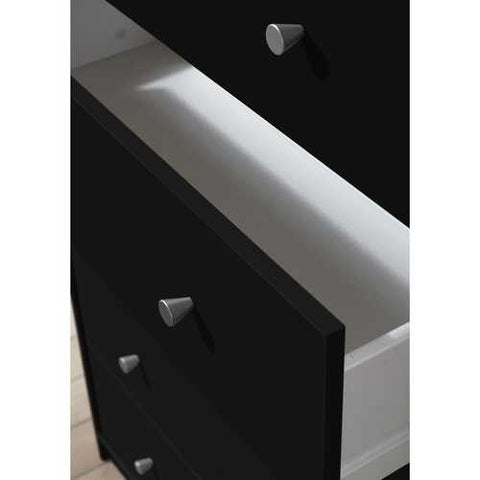 Image of Modern Bedroom Storage 5-Drawer Chest in Black Wood Finish