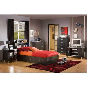 Twin Charcoal Black Modern Backless Platform Daybed with Storage Drawers