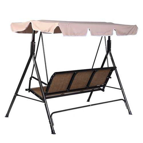 Image of Outdoor 3-Person Canopy Swing for Porch Patio or Deck