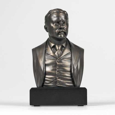 Image of 6-inch High Theodore Roosevelt Bust Sculpture Statue in Bronze Finish