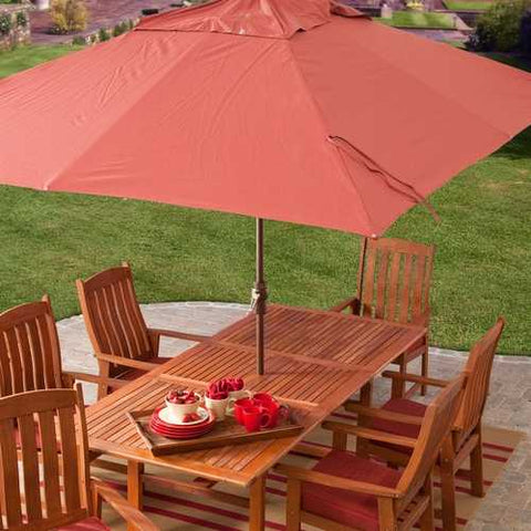 Image of 8 x 11-Ft Rectangle Patio Umbrella with Red Orange Terracotta Canopy Shade