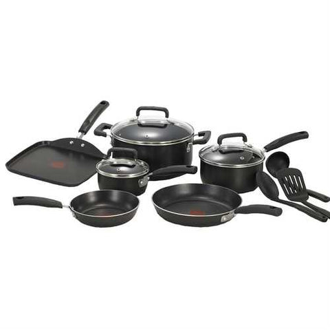 Image of 12-Piece Nonstick Dishwasher Safe Cookware Set in Black