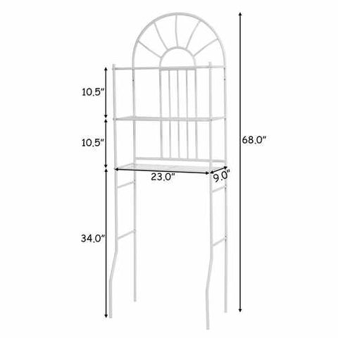 Image of Over Toilet Bathroom Space Saving Storage Shelving Unit in White Metal Finish