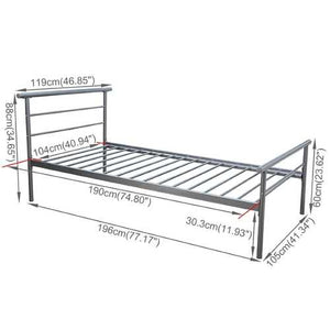 Twin size Silver Metal Platform Bed Frame with Modern Headboard and Footboard