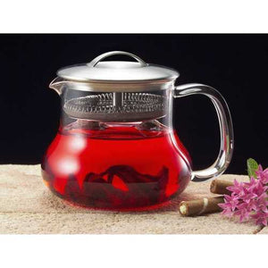 22-ounce Glass Kettle Tea Pot Strainer with Stainless Steel Lid