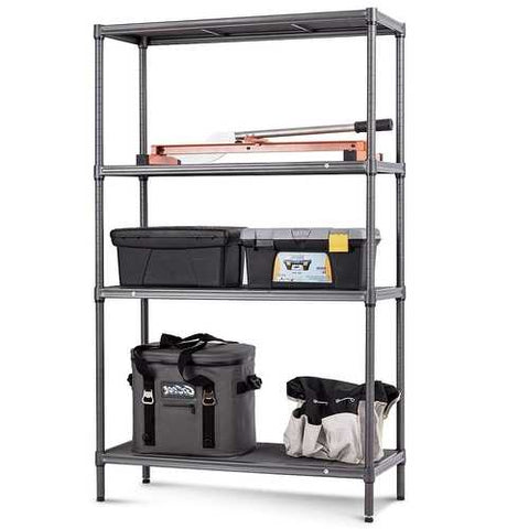 Image of Heavy Duty Steel Mesh 4-Shelf Storage Organizer Shelving Unit