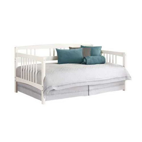 Image of Twin size Traditional Pine Wood Day Bed Frame in White Finish