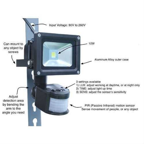 Image of Outdoor LED Floodlight Security Light with Motion Sensor 40-Ft Detection Range