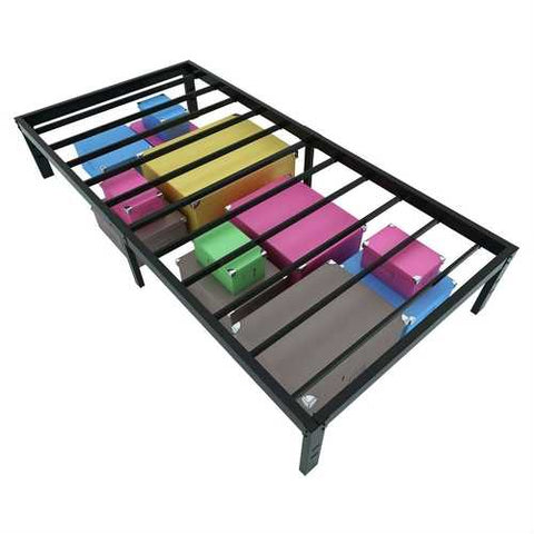 Image of Twin XL College Dorm Heavy Duty Black Metal Platform Bed Frame