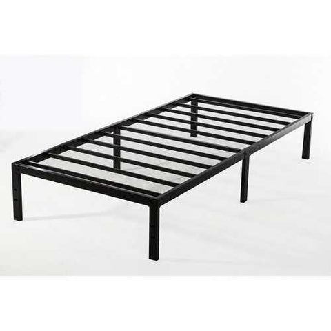 Image of Twin XL Study Black Metal Platform Bed Frame - No Box-Springs Needed