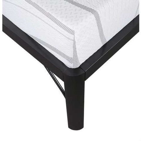 Image of Twin XL 16-inch High Black Metal Platform Bed Frame with Round Corners