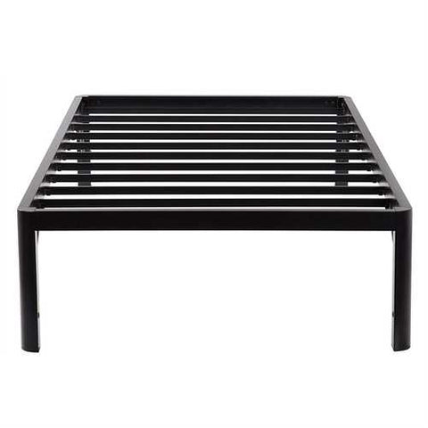 Image of Twin XL 16-inch High Black Metal Platform Bed Frame with Round Corners