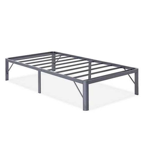 Image of Twin Heavy Duty Platform Bed Frame with Round Corners in Grey Metal