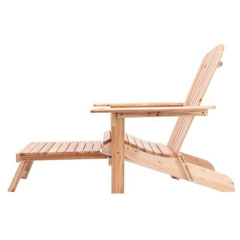 Image of Unfinished Wood Adirondack Chair with Retractable Foot-rest Ottoman