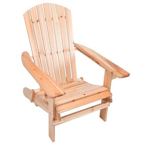 Image of Unfinished Wood Adirondack Chair with Retractable Foot-rest Ottoman