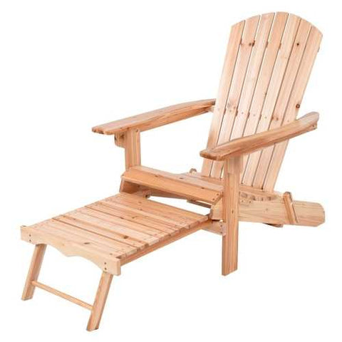 Image of Unfinished Wood Adirondack Chair with Retractable Foot-rest Ottoman