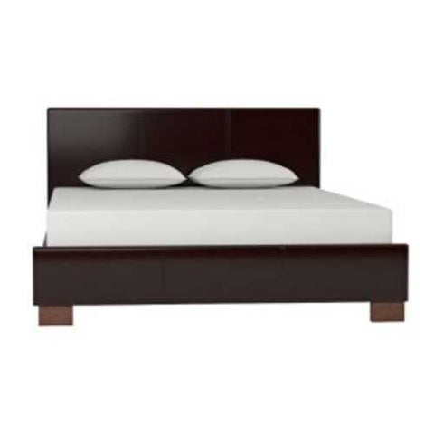 Image of Queen size Dark Brown Faux Leather Upholstered Platform Bed Frame with Headboard