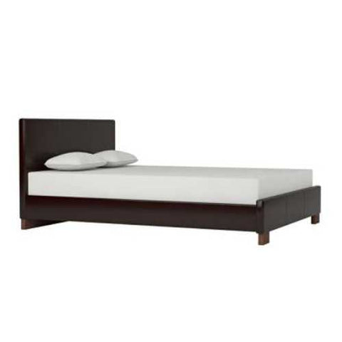 Image of Queen size Dark Brown Faux Leather Upholstered Platform Bed Frame with Headboard