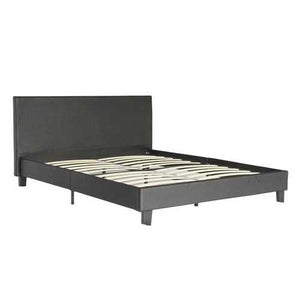 Full size Black Faux Leather Platform Bed Frame with Headboard