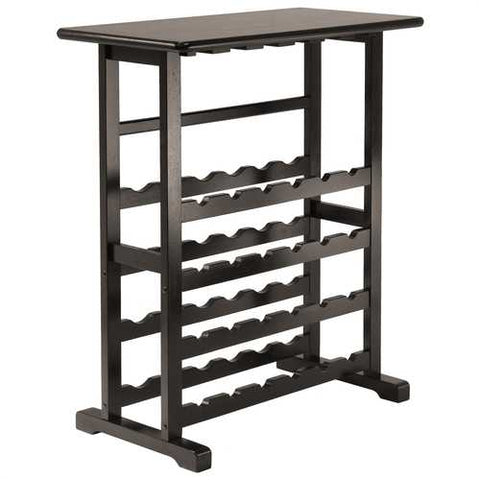 Image of 24-Bottle Wine Rack Table with Stemware Glass Hanging Rack