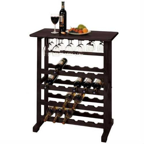 Image of Floor-Standing Dark Espresso Brown 24-Bottle Wine Rack