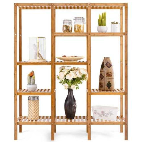 Image of Eco-Friendly Bamboo 4-Shelf Bookcase Storage Rack