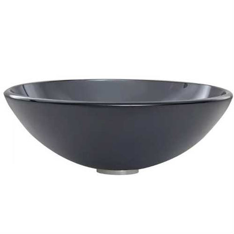 Image of Contemporary Mocha Round Tempered Glass Bathroom Vessel Sink