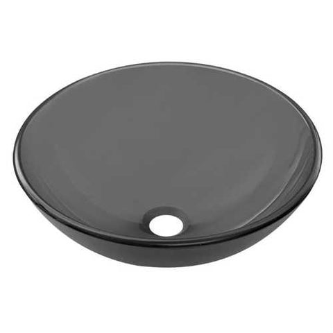 Image of Contemporary Mocha Round Tempered Glass Bathroom Vessel Sink