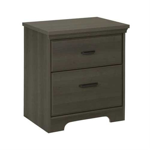 Image of 2-Drawer Bedroom Nightstand in Gray Maple Wood Finish