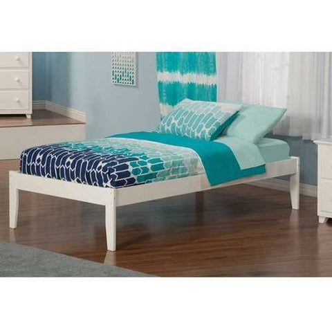 Image of Twin XL Solid Hardwood Platform Bed Frame in White Wood Finish