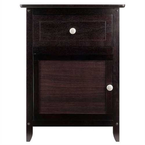 Image of Espresso Wood End Table Nightstand Accent Table