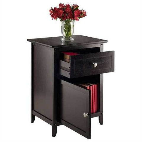 Image of Espresso Wood End Table Nightstand Accent Table