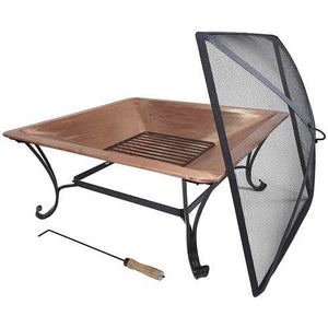 Square 32-inch Steel Fire Pit with Spark Screen